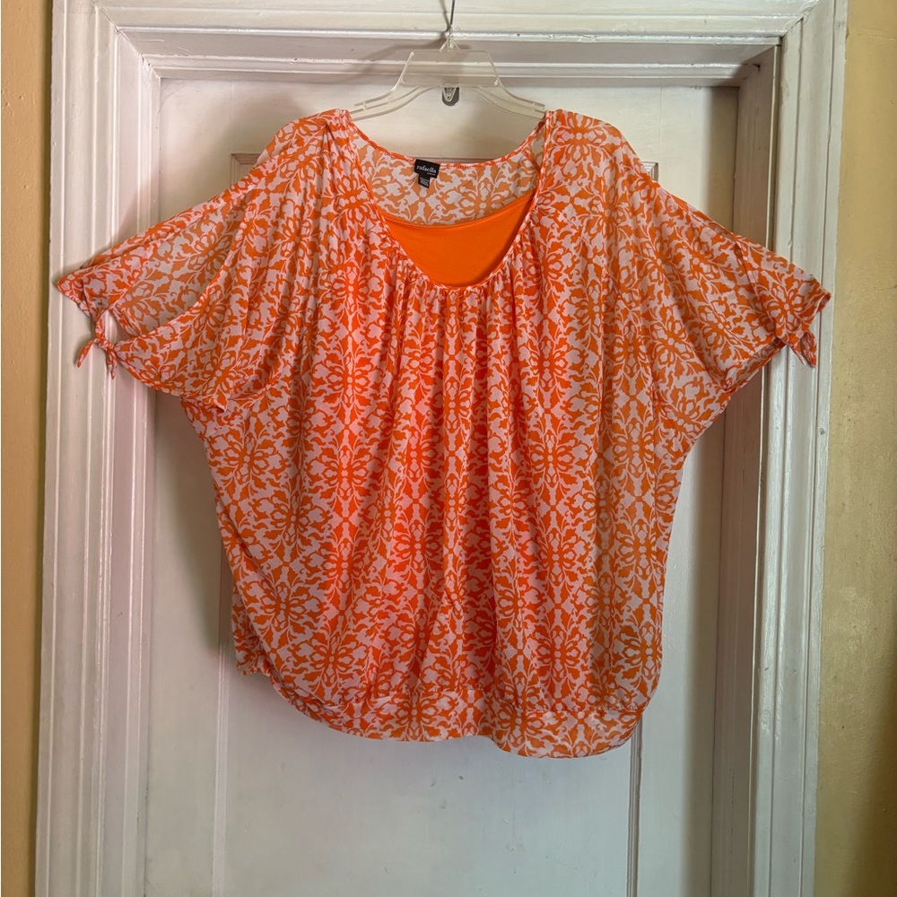 Rafaella Orange and White Floral Blouse